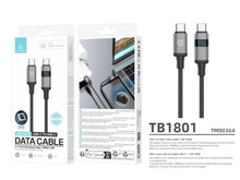 Fekete Techancy USB-C–USB-C kábel LED kijelzővel
