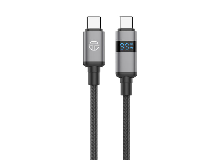 Fekete Techancy USB-C–USB-C kábel LED kijelzővel