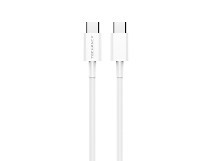 Fehér Techancy USB-C–USB-C adat- és töltőkábel