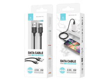 Fekete Techancy USB–Micro USB kábel 3 m hosszban
