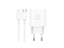 Fehér Techancy USB-C PD 18 W töltő Lightning kábellel