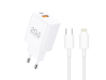 Fehér Techancy TA2826 USB-C és USB-A gyorstöltő Lightning kábellel