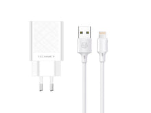 Fehér Techancy dupla USB töltő kábelkészlettel