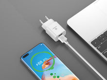 Fehér Techancy TA2791 fali töltő két USB-porttal és USB-C kábellel