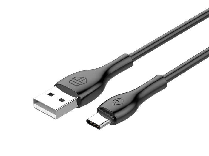 Fekete Techancy USB-A–USB-C adat- és töltőkábel