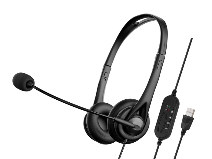 Fekete Techancy TH5234 USB headset mikrofonnal