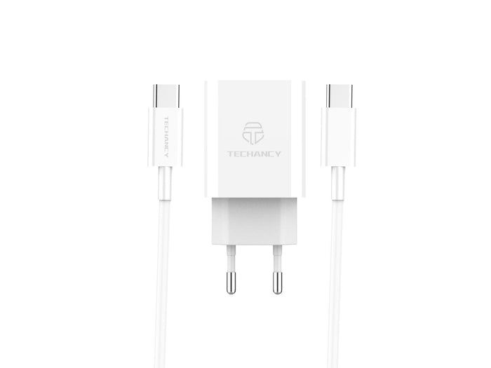 Fehér Techancy PD fali töltő USB-C kábellel