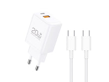 Fehér Techancy 20 W-os gyorstöltő USB-C és USB-A porttal