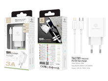 Fehér Techancy USB-C PD 18 W töltő Lightning kábellel