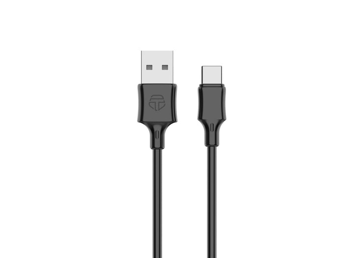 Fekete Techancy USB-A–USB-C töltőkábel 3 m hosszban