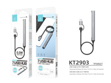 Szürke Techancy KT2903 USB hub 7 porttal