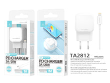 Fehér Techancy USB-C PD töltő szett 25 W teljesítménnyel