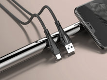 Fekete Techancy fonott USB-A–USB-C adatkábel