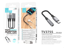 Fekete Techancy USB-C–3,5 mm audio adapter