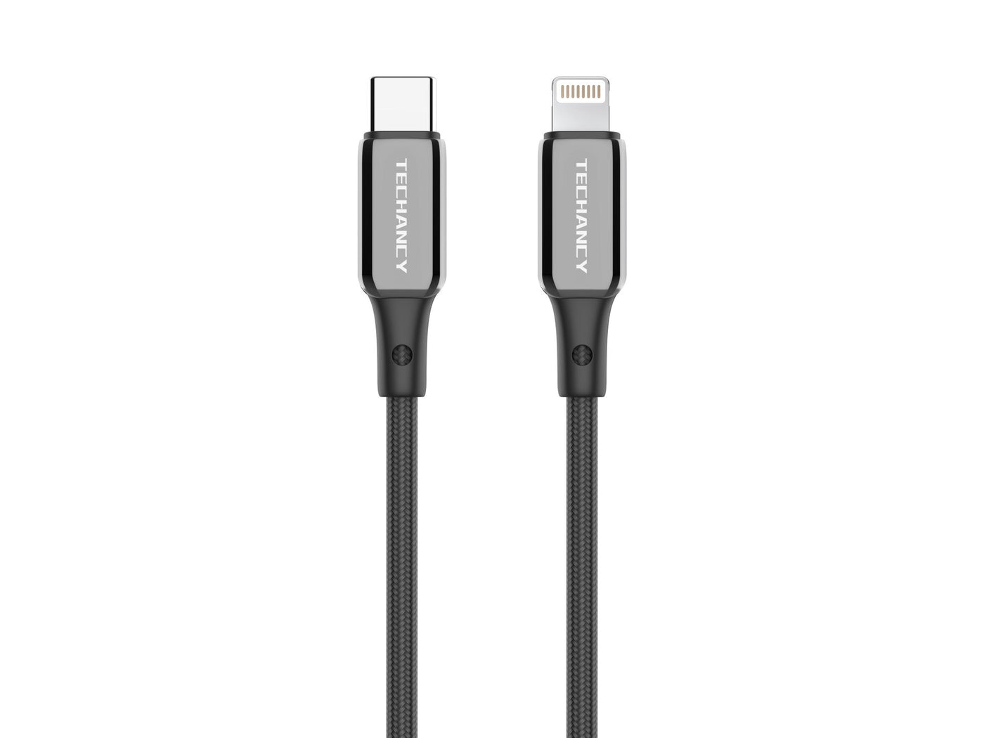 Fekete Techancy USB-C–Lightning kábel alumínium csatlakozóval