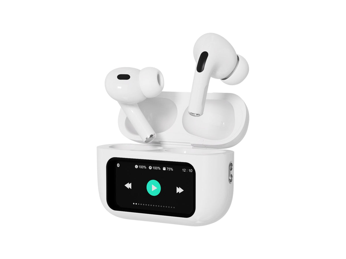 Auriculares Bluetooth TWS Techancy KP2716, Bluetooth 5.4, HiFi, ANC e ENC, Ecra Tatil, Caixa 300mAh, Autonomia 4h, Branco-0