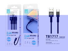 Fekete Techancy USB-A–USB-C adatkábel