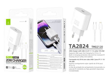 Fehér Techancy TA2824 USB-C töltő Lightning kábellel