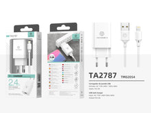 Fehér Techancy TA2787 USB fali töltő kábellel