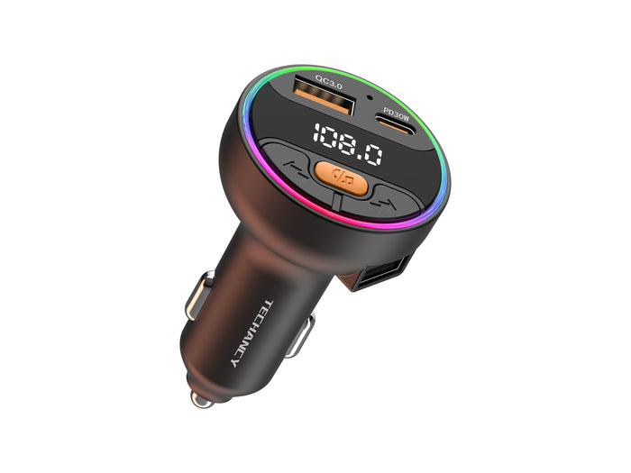 Fekete Techancy TE0874 Bluetooth FM transzmitter autóba
