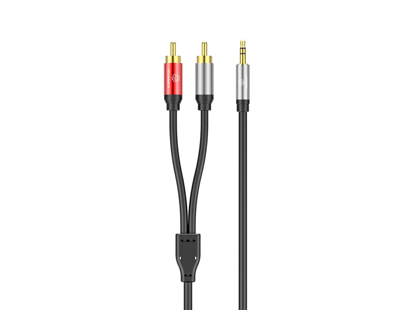 Fekete Techancy 3,5 mm–2 RCA audiokábel