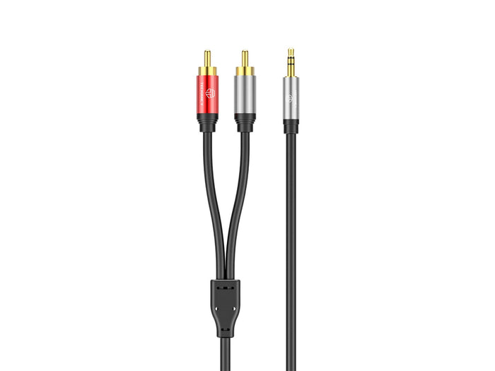Fekete Techancy 3,5 mm–2 RCA audiokábel