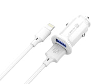 Fehér Techancy TC6408 mini autós töltő Lightning kábellel