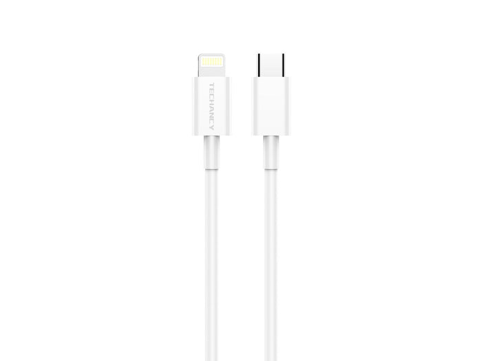 Fehér Techancy USB-C–Lightning töltő- és adatkábel