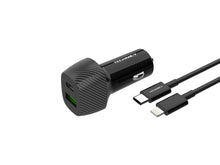Fekete Techancy autós töltő USB és USB-C porttal
