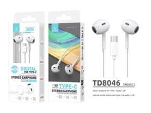 Fehér Techancy USB-C sztereó fülhallgató mikrofonnal