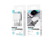 Fehér Techancy 43 W-os gyorstöltő USB-C és USB-A porttal