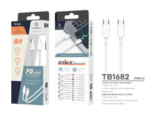 Fehér Techancy USB-C–USB-C adat- és töltőkábel