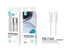 Fehér Techancy USB-C–USB-C gyorstöltő kábel