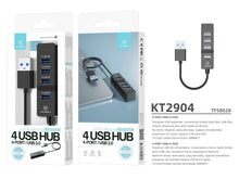 Fekete Techancy KT2904 USB hub 4 porttal