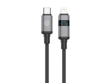 Fekete Techancy USB-C–Lightning kábel LED kijelzővel