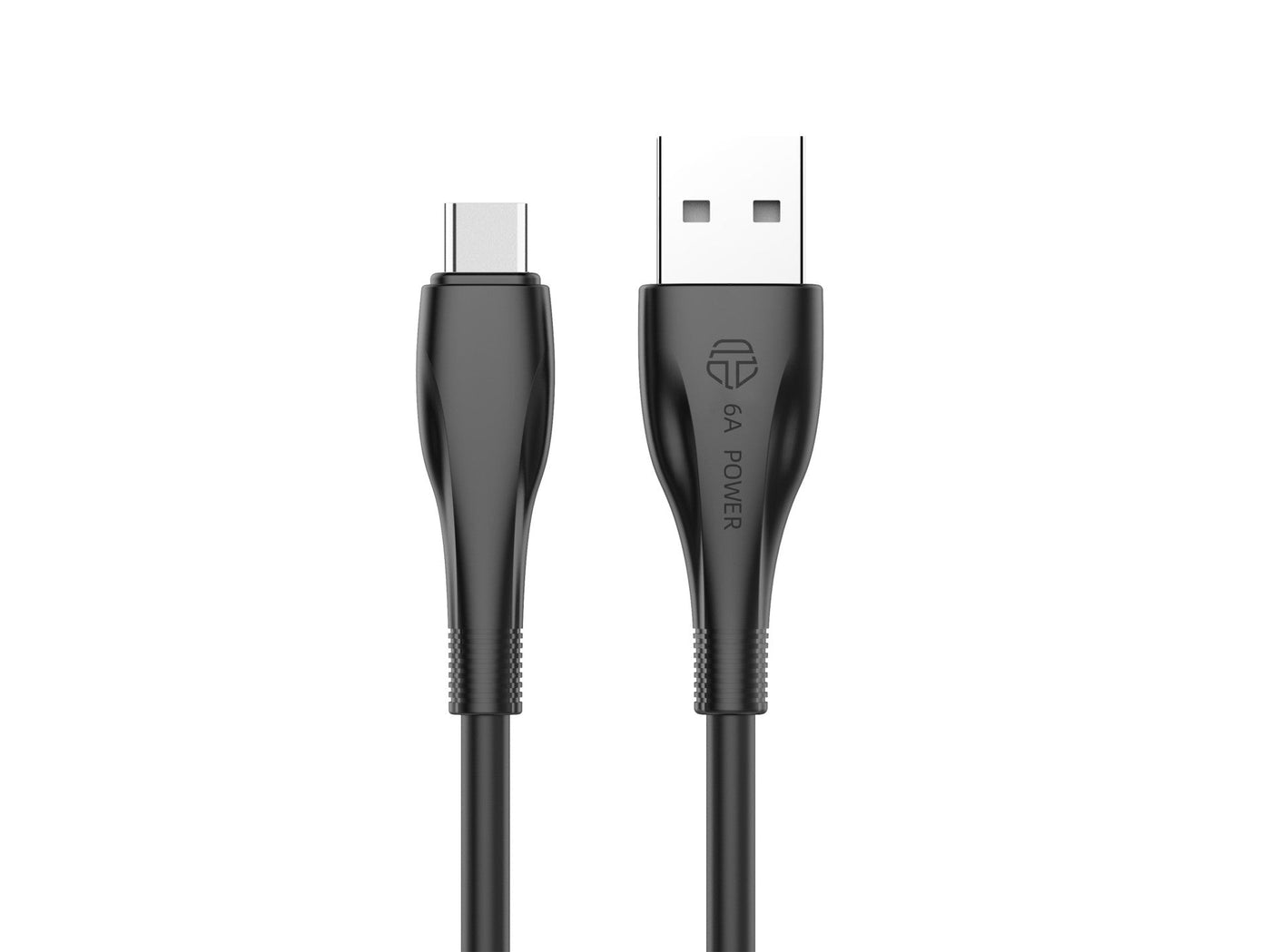 Fekete Techancy USB-A–USB-C töltő- és adatkábel