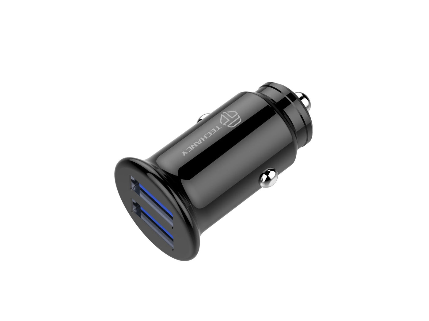 Fekete Techancy TC6417 mini autós töltő két USB-porttal
