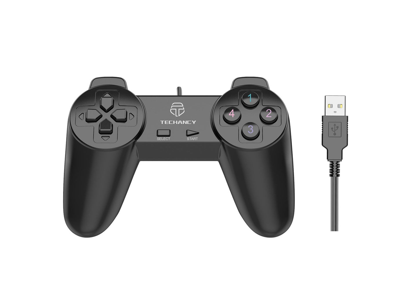 Fekete Techancy TX1701 vezetékes PC gamepad