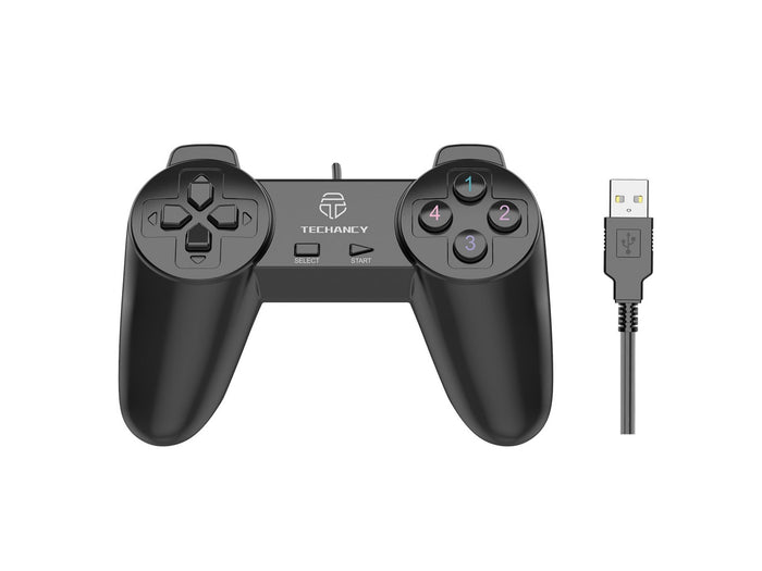 Fekete Techancy TX1701 vezetékes PC gamepad