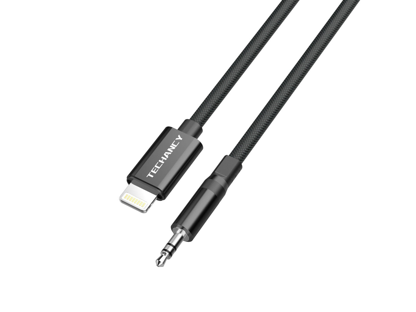 Techancy Cabo Audio Digital KQ2604 8-Pin para 3.5mm, 1M, Trancado, Compativel com Telemovel, Carro e Auscultadores, Preto-0