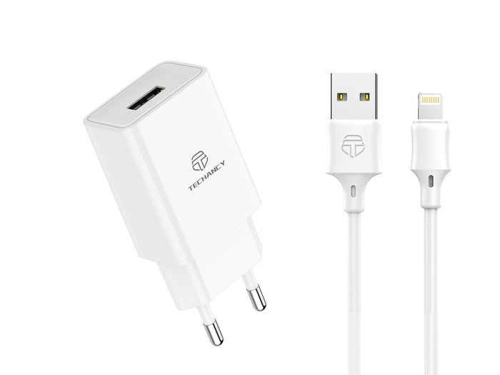 Fehér Techancy TA2787 USB fali töltő kábellel
