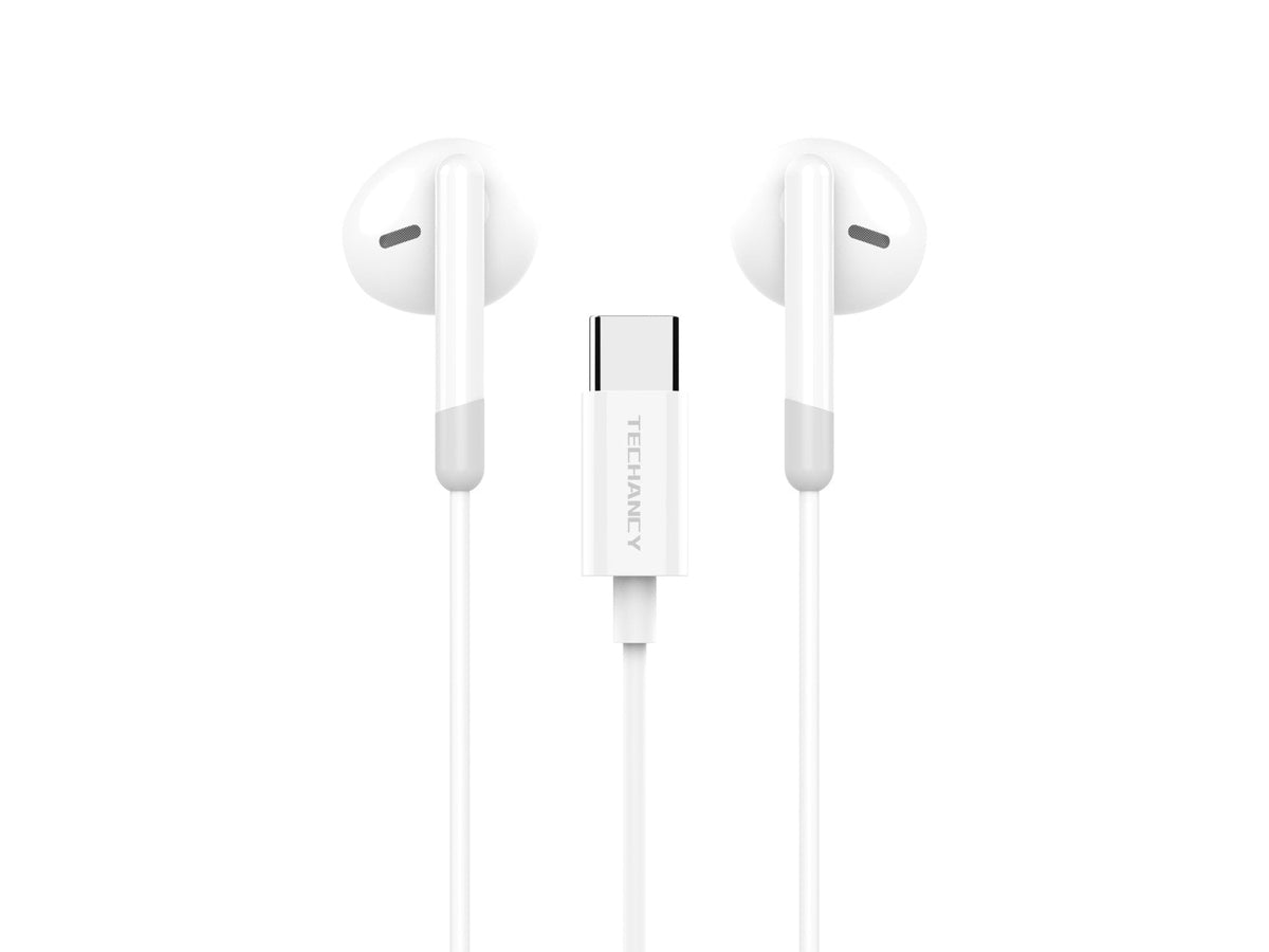 Techancy Auscultadores Estéreo Para Música TD8089 Branco, Interface Dsp/Type-C Compatível Com Samsung/Huawei/Xiaomi, Etc.-0