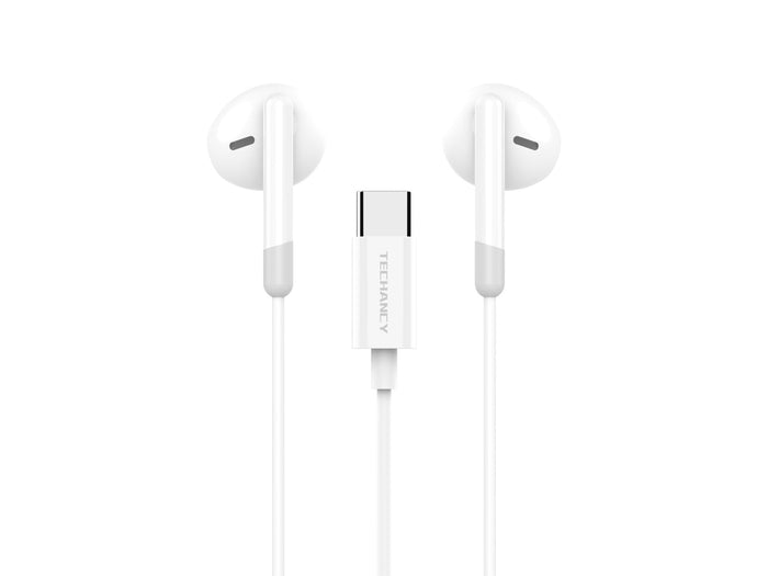 Techancy Auscultadores Estéreo Para Música TD8089 Branco, Interface Dsp/Type-C Compatível Com Samsung/Huawei/Xiaomi, Etc.-0