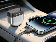 Carregador de Isqueiro para Carro Techancy TC6516, 84W PD, 3 Portas, Cabo USB-C Retratil de 80cm, USB-A, Preto e Prateado-2