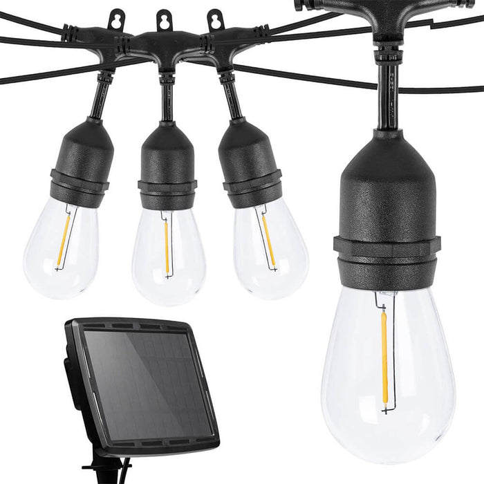 Kültéri szolár dekor égősor, 15 db E27 LED lámpával, 15m-0