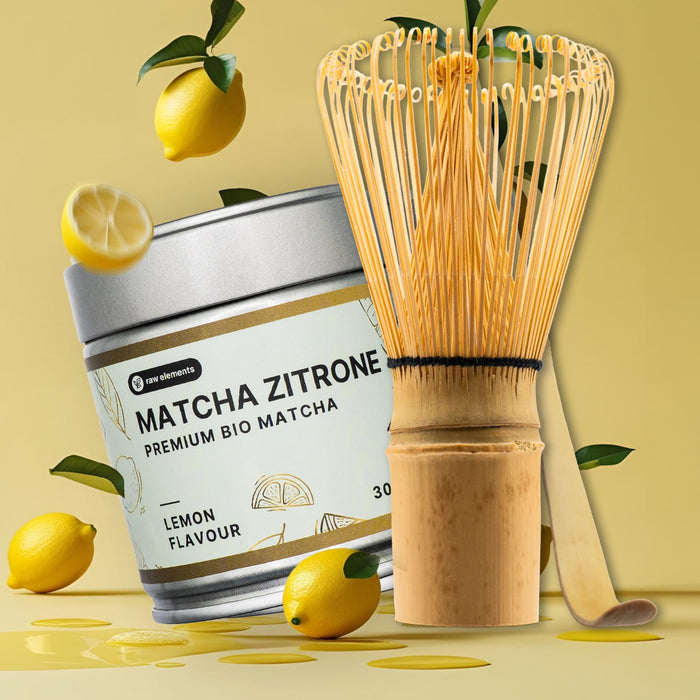 Citromos matcha kezdő szett bambusz eszközökkel