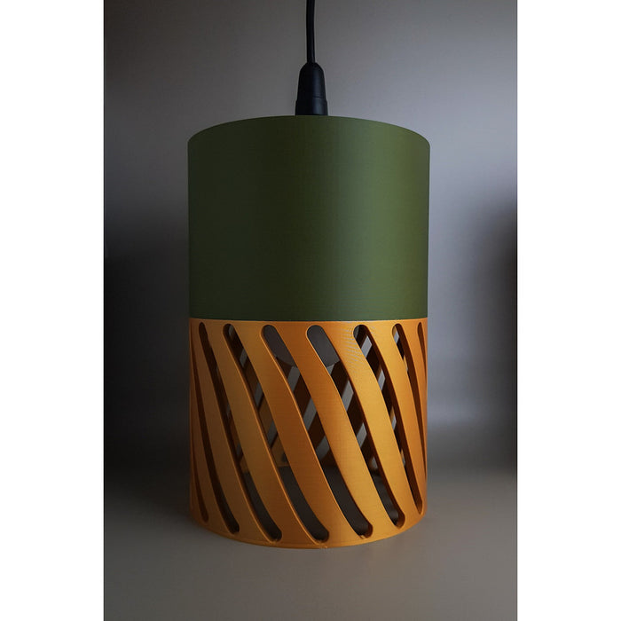 Sylwave Moss Dune 3D printed spiral lamp in moss green and golden brown