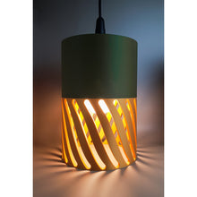 Sylwave Moss Dune 3D printed spiral lamp in moss green and golden brown