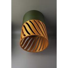 Sylwave Moss Dune 3D printed spiral lamp in moss green and golden brown