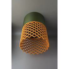 Vertex Moss Dune 3D printed lamp in moss green and warm dune brown